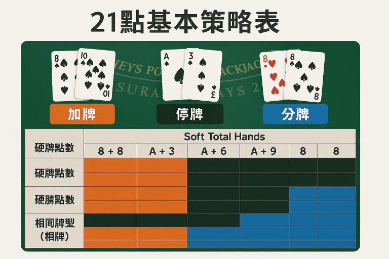 21點基本策略表圖解